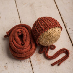 Conjunto calabaza de gorrito calado y wrap a juego