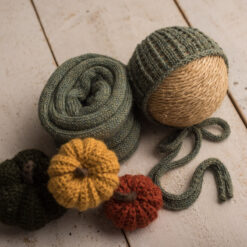 Set de calabazas y gorrito calado con wrap a juego color